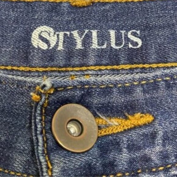 Stylus Boyfriend Crop Jeans Size 10 Distressed Stretch Denim Whiskering - Picture 8 of 11
